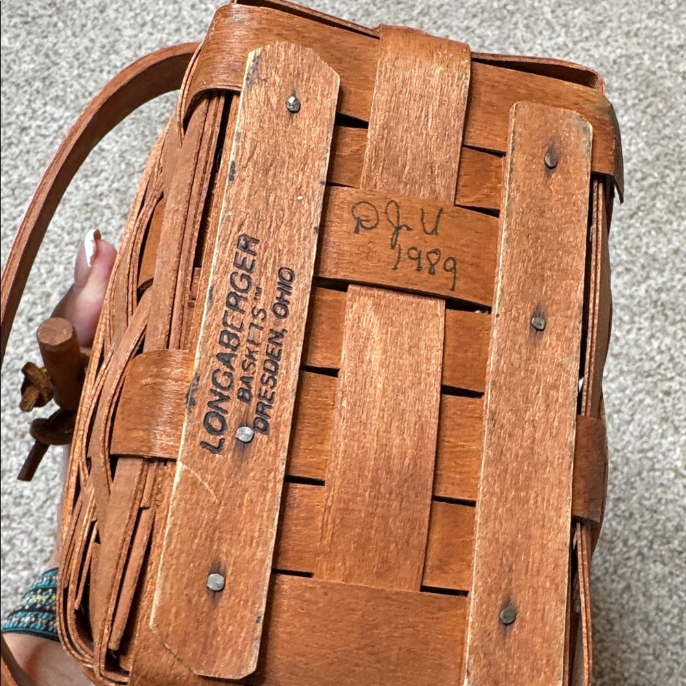 Longaberger | Vintage 1989 Signed Hand Woven Mini Picnic Kiddie Purse Basket - Picture 5 of 10